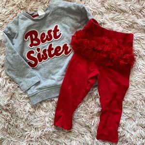 Baby girl sweatshirt and ruffle pants set H&M and Cat and Jack